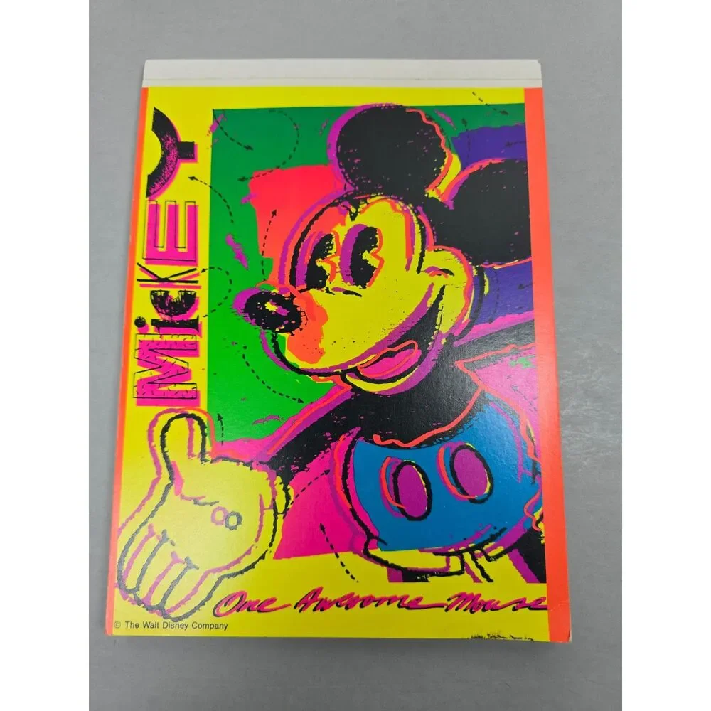 Vintage Mickey Mouse Mead Disney Electric Stationery Pad Neon Pop Art  90s